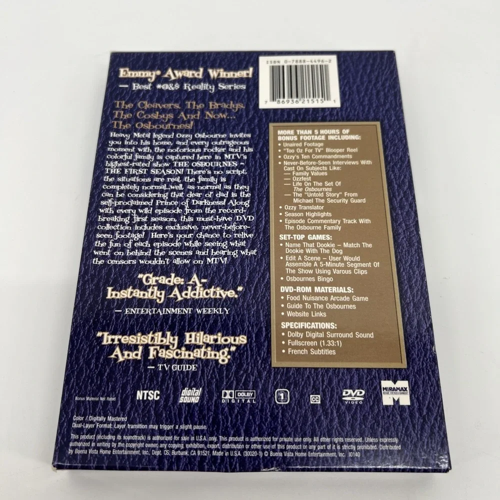 The Osbournes: Season 1 (Uncensored), 2-Disc,DVD Set, VG Condition,Slip Cover - Picture 4 of 4